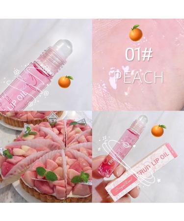 Roll On Lip Gloss Fruity Flavors Rolling Ball Lip Oil Set Colorless Transparent Lip Oil Moisturizing Plumper Glossy Lip Makeup Flavored Lip Gloss Set (Peach 8ml) - Buy Online on GoSupps.com