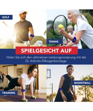 Dr. Arthritis Adjustable Elbow Bandage - Tennis & Golfer's Arm Cuff for Left & Right Arm - Comfortable Support Pair Blue  - Buy Online on GoSupps.com