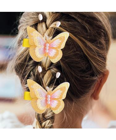 Butterflies Clips for Hair - Moving 3D Hair Decor - Cute Sparkly Clamps Pins Flying Butterflies with Shiny Rhinestone Women Girls Hair Accessories for Bride Weddings Rowces A Pair of Yellow Embroidered Butterflies - Buy Online on GoSupps.com