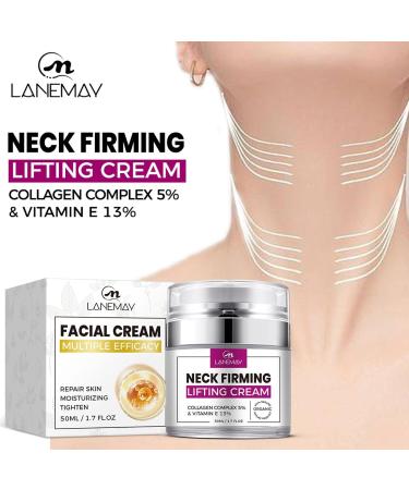 Neck Firming Lifting Cream | Organic Hyaluronic Acid & Jojoba Oil | Anti-Aging Moisturizer with Collagen & Vitamin E | Day & Night Facial Cream - Buy Online on GoSupps.com