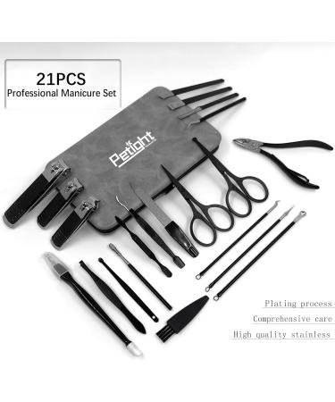 Manicure Set 21 Pcs Professional Pedicure Kit Nail Clippers Set Stainless Steel Care Tools Grooming Kit With Travel Case Cuticle Remover Toe Toenail Cutter Set For Thick Nails Men Women Gift (Black) - Buy Online on GoSupps.com