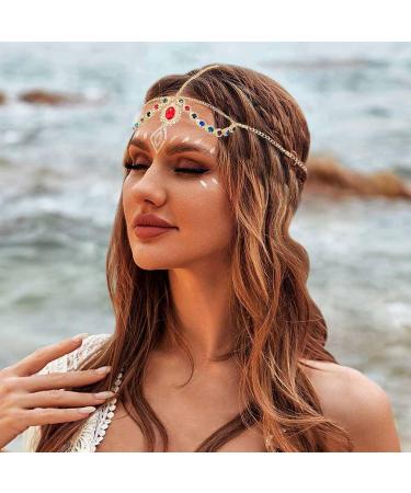 Zeelina Rhinestone Head Chain Baroque Forehead Chains Red Headband Prom for Girls and Women - Buy Online on GoSupps.com