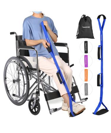 39 Inch Long Leg Lifter Strap with Padded Handgrips and Foot Loop Rigid Leg Lifter Hip&Knee Replacement Surgery Recovery Kit Mobility Aids Tool Foot Lifter Easily Get in and Out of Bed Car Wheelchair Blue
