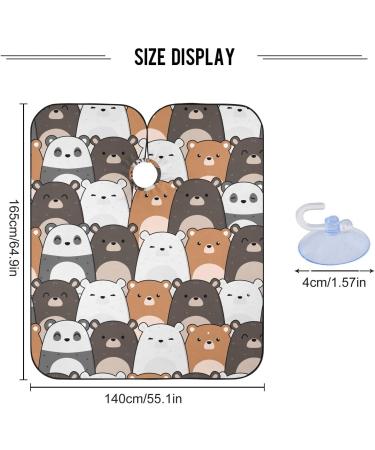 Waterproof Barber Cape - Kawaii Cartoon Teddy Bear Panda Polar & Grizzly Cheetah Haircut Bib for Men & Women | Unisex Hair Cutting Cape - Buy Online on GoSupps.com
