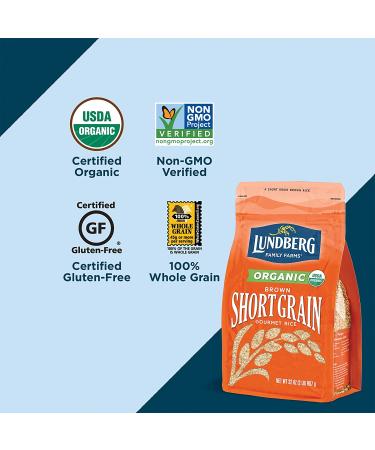 Organic Brown Short Grain Rice | Lundberg Family Farms | Gluten-Free, Non-GMO, High Fiber, 32 oz - Buy Online on GoSupps.com