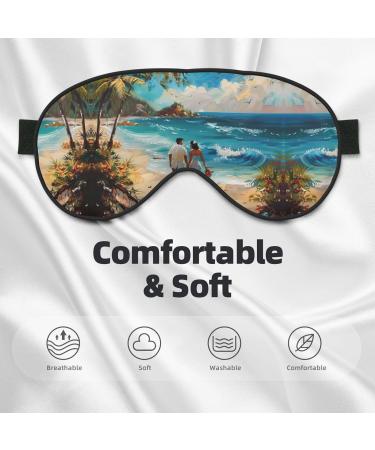 Romantic Beach Print Eye Mask | Ultra-Soft Light-Blocking for Restful Sleep | Ideal for Comfort | International Shipping Available - Buy Online on GoSupps.com