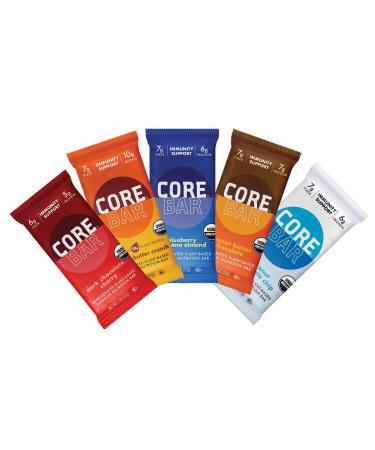 CORE Organic Refrigerated Plant-Based Protein Bars  Low Sugar, High Fiber Bars with Probiotics  Pack of 5, Variety Pack All Flavors Variety Pack 5 Count (Pack of 1)