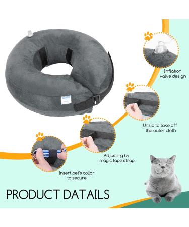 Nobleza Inflatable Protective Collar for Dogs & Cats | Adjustable Comfortable Recovery Collar for Post-Surgery & Injuries | Velcro Fastener | Gray (S) 6-10inch - Buy Online on GoSupps.com