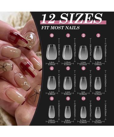 Venares 500 Pack Extra Short Soft Gel Artificial Nail Tips Set - 12 Sizes Pre-Polished Coffin Nail Tips with Glue for Gelails - XS Short Coffee - Buy Online on GoSupps.com