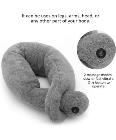 Massage Pillow with Vibration | Neck Cotton Therapy Pillow for Muscle Relaxation & Stress Relief - Gray - Buy Online on GoSupps.com