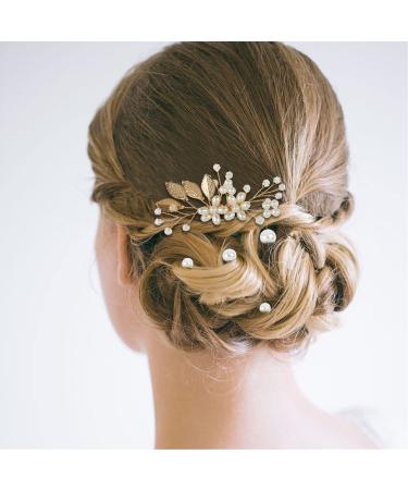 Cinaci 25 Pack Gold Glitter Rhinestone Pearl Wedding Hair Combs + Pins Set - Buy Online on GoSupps.com