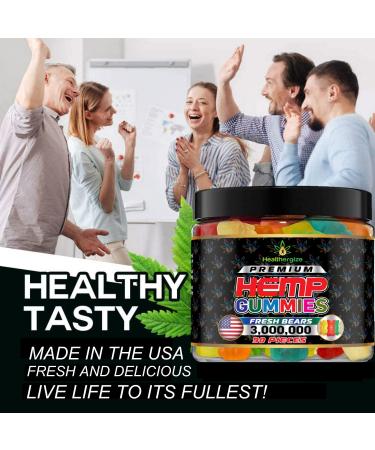 Premium Healthergize Hemp Gummies for Sleep, Joints, Relaxation & Relief - Natural Hemp Party with 90 Fruity Bears - Made in USA - Buy Online on GoSupps.com