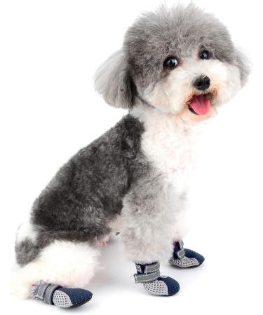 Zunea Dog Shoes - Slipproof Paw Protection for Small Dogs | Adjustable Reflective Soft & Breathable | Summer Heat-Resistant Blue (4 Pack) - Buy Online on GoSupps.com