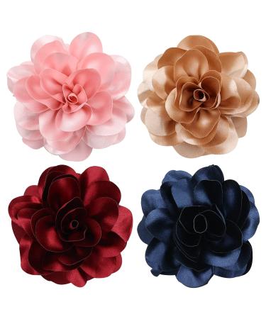 Cinaci 4 Pack Black Plastic Hair Claws with Satin Rose Flower - Hair Accessories for Women and Girls - Buy Online on GoSupps.com