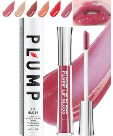 Glitter Lip Plumper Oil Full-On Lip Plumping Lip Gloss Lip Care Serum Hydrating Lip Gloss Tinted Lip Oil Reduce Fine Lines Increased Elasticity Lip Enhancer for Fuller Long Lasting Plumping Shine 01