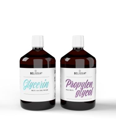 Belissia glycerin 500ml + propylene glycol 500ml - high -purity VG glycerin (99.5%) liquid E422 500ml + PG propylene glycol (99.9%) liquid E1520 500ML - PUR 0%additives 500ml PG + 500ml VG