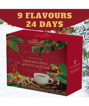 Coffee Advent Calendar 2023 - Selection of 24 Premium Flavoured Coffee Mix - Christmas Presents for Men and Women - Christmas Calendar - Coffee Gifts for Men and Women (Ground Coffee) Ground Coffee Advent - Buy Online on GoSupps.com