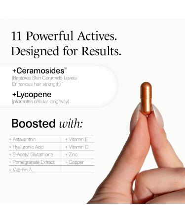 Revitalize Skin Supplement for Wrinkles Fine Lines Hydration Anti Aging Longevity - Nail Skin Hair Vitamins - Phytoceramides Lycopene Hyaluronic Acid Pills - Gluten Free Non GMO Vegan - 60 Capsules - Buy Online on GoSupps.com