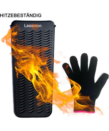 Heat-Resistant Mat Bag & Glove Set for Hair Styling Tools - Curls Smoothing Iron | 28.5cm x 14cm | Black - Buy Online on GoSupps.com