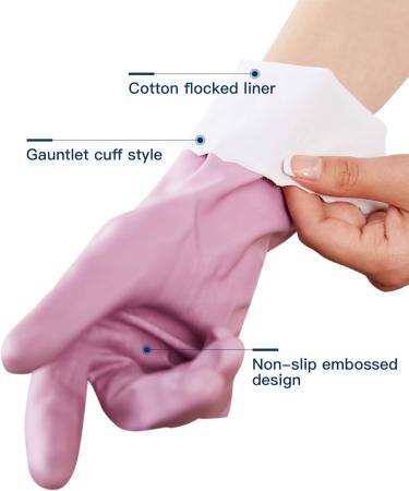 Lanon Wahoo Reusable Household Gloves - 3 Pairs Skin-Friendly Cotton Interior Mauve & Pink Ideal for Kitchen Work & Cleaning Size S - Buy Online on GoSupps.com