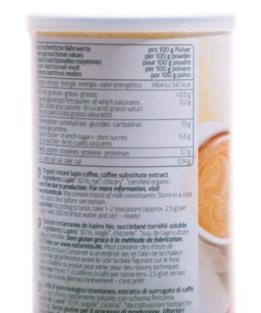Naturata Organic Lupin Coffee - Instant Tasteless 2x100g Can | Buy Internationally - Buy Online on GoSupps.com