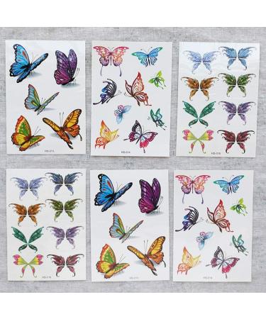 3D Butterfly Temporary Tattoos for women sexy 6 Pcs by Yesallwas Waterproof long lasting Fake Tattoos Stickers for sexy body tattoos 10.5cm x 14.8cm/4.13x5.82 inches (LxW) - Buy Online on GoSupps.com
