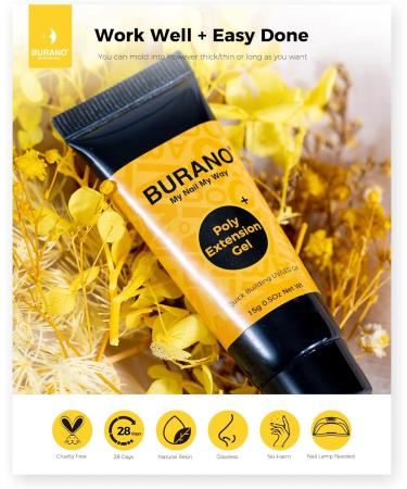 BURANO Poly Extension Gel Nail Kit 6 Colors Builder Set for Beginner & Professional | DIY Poly Nail Gel Kits Starter Kit Nail Art Gift - Pink Glitter (04) - Buy Online on GoSupps.com