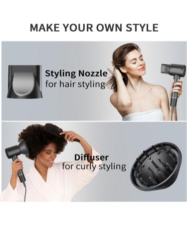 High Speed Brushless Hair Dryer - Thermo-Control Diffuser & Nozzle for Fast Low-Noise Drying | International Shipping Available - Buy Online on GoSupps.com