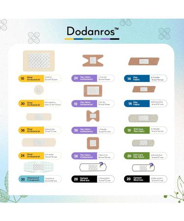 Variety Bandages Pack - 328ct Assorted Waterproof & Eco Bamboo Fabric Bandages | Sheer & Flex Fabric with Cartoon Designs - Perfect for All Sizes & Shapes - Buy Online on GoSupps.com