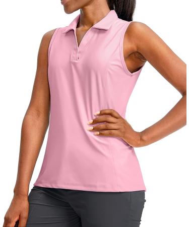 G Gradual Women's Sleeveless Golf Polo Shirt - Pink Large | Quick Dry Collared Tank Top for Tennis | V-Neck Women's Polo - Buy Online on GoSupps.com