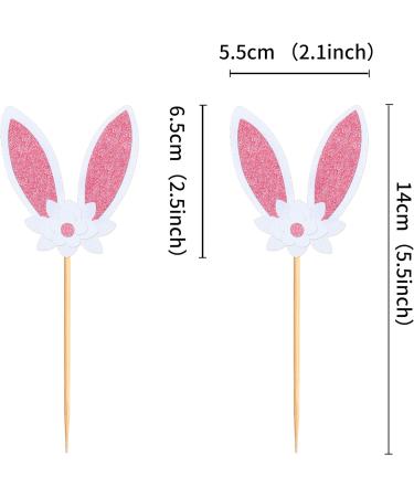 30 PCS Easter Cupcake topper Bunny Cupcake Toppers Easter Egg Cupcake Topper Rabbit Easter Party Cake Topper Decorations (Brown) (Bunny Ear flower) - Buy Online on GoSupps.com