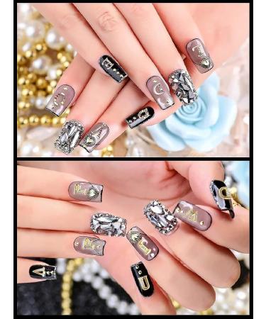 52Pcs Rhinestone Letters Nail Studs - Gold Silver 3D Alphabet Charm for DIY Manicure - Women's Nail Jewelry & Crafts - Buy Online on GoSupps.com