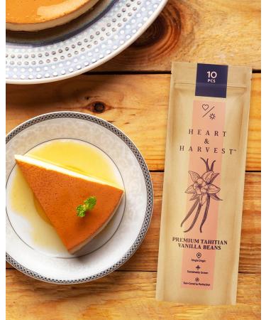 Heart & Harvest Premium Tahitian Vanilla Beans Grade A - Pack of 10 Whole Pods | 5-6 Long Sticks for Baking, Ice Cream, Syrup | Ideal for Vanilla Powder & Extract - Buy Online on GoSupps.com