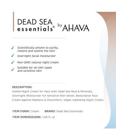 Dead Sea Essentials Mud Night Cream | Hydrating Vegan Skin Care | Cruelty-Free Moisturizer - 1.69 Fl oz (50 ml - Buy Online on GoSupps.com