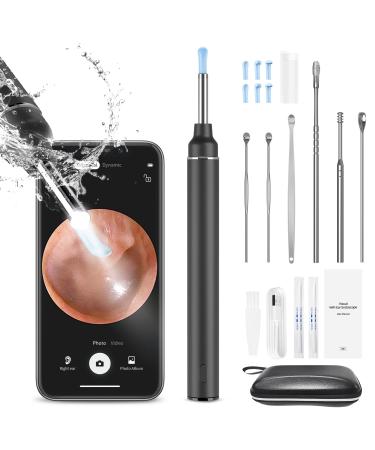 GPEESTRAC Ear Wax Removal Ear Camera Wireless Ear Otoscope with 6 LED Light Earwax Cleaner Compatible with iPhone iPad Android Earwax Removal Kit for Kids  Adults Pets Pure Black
