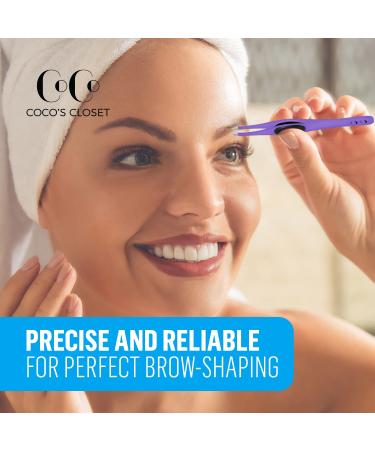 Cocos Precision Eyebrow Tweezers - Medical Grade Stainless Steel, Sharp Slanted Tip, Non-Slip Grip - 1 Pack Purple for Men & Women - Buy Online on GoSupps.com