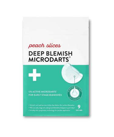 Peach Slices Deep Blemish Microdarts | Fast-Acting | Clear Acne Patch | Early Stage & Deep Pimples | Self-Dissolving | Infused with Salicylic Acid, Tea Tree, Niacinamide, & Cica | 9 Patches