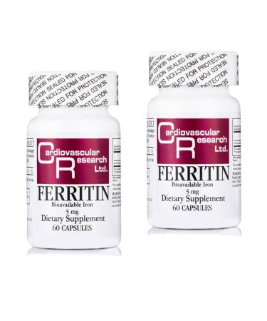 Cardiovascular Research Ferritin Iron Supplement for Women and Men 5 mg 120 Capsules - 2 Pack Saver