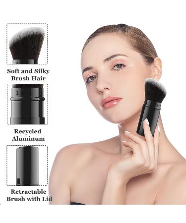 Retractable Angled Kabuki Makeup Brush with Cover - Perfect for Blush, Bronzer, Highlighter - Travel-friendly - Buy Online on GoSupps.com
