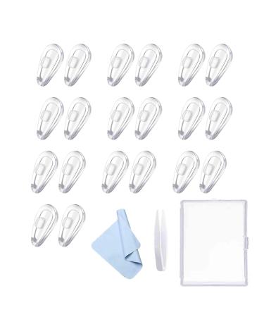 10 Pairs 15mm Push-in Eyeglass Nose Pads Soft Silicone Anti-Slip Air Chamber Glasses Nose Pads Repair Kit for Eyeglasses Sunglasses