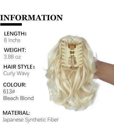 Yamel 8 Bleach Blonde Short Curly Ponytail Extension | Claw Jaw Clip Synthetic Hairpiece - Buy Online on GoSupps.com