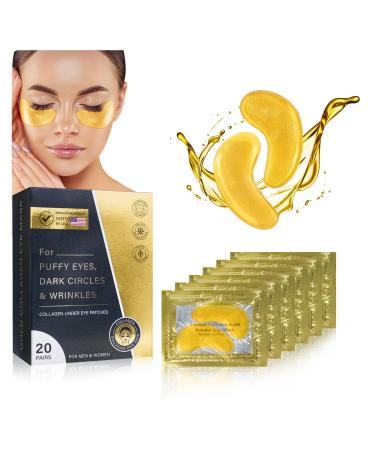 Under Eye Patches for Puffy Eyes and Dark Circles (20 Pairs) Under Eye Gold Mask with Hyaluronic Acid & Collagen to Reduce Wrinkles and Relieve Pressure Eye Care Treatment for Adults Gift
