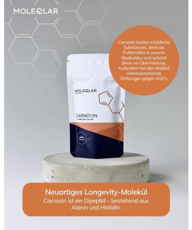  MoleQlar High-dose L-carnosine powder - 30 grams of pure vegan carnosine powder - 1000 mg of L-carnosine per serving - protects against AGEs and ALEs - With measuring spoon - Purity - Buy Online on GoSupps.com