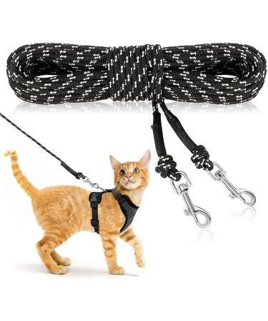 RANYPET Reflective Cat Lead 9M/30FT Escape Proof Walking Cat Leash extendable Personalized Cat Lead for Training Playing Outdoor Yard Long Lead for Kitten Puppy Rabbit and Small Animals Black 9M/ 30FT Black
