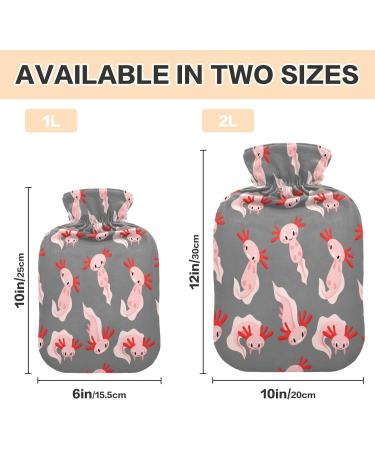 Cute Pink Axolotl Hot Water Bottle | 1L Plush Warmer for Kids & Adults | Ideal for Winter & Comfort - Buy Online on GoSupps.com