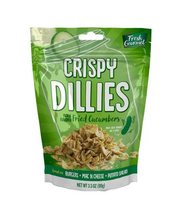 Fresh Gourmet Crispy Dillies Pickle Flavored Fried Cucumbers | Low Carb | Crunchy Snack and Sandwich Topper, 3.5 Ounce (Pack of 6)