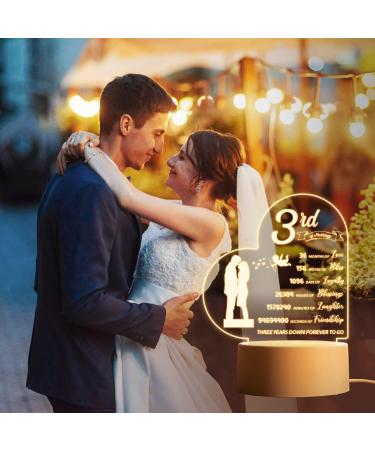 Buioata 3rd Anniversary Wedding Gifts-Acrylic Night Light 3rd Anniversary Wedding Gifts for Husband/Wife 3rd Wedding Gifts for Him/Her Wedding Gifts for Love. For 3rd Wedding - Buy Online on GoSupps.com