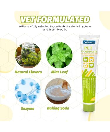 Nobleza Dog Toothbrush and Enzymatic Toothpaste Kit with Finger Toothbrushes - Promote Pet Oral Hygiene and Fresh Breath - Green - Buy Online on GoSupps.com