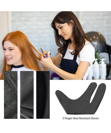 wiroouia Heat Resistant Gloves for Hair Styling Hair Dye Safe Curling Wand Gloves | Professional 3 Finger Design Mittens Protection Reusable Elastic for Hair Dryers left hand - Buy Online on GoSupps.com
