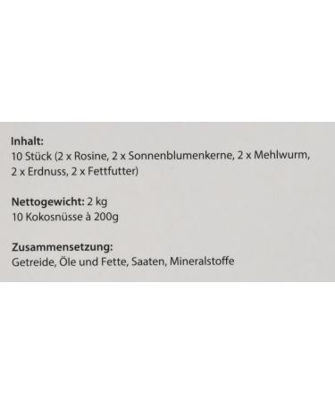 DoBar 10x Coconut Bird Feed - 5 Varieties for All-Year Feeding - 2kg Wild Bird Food in Half Coconut Shells - Buy Online on GoSupps.com
